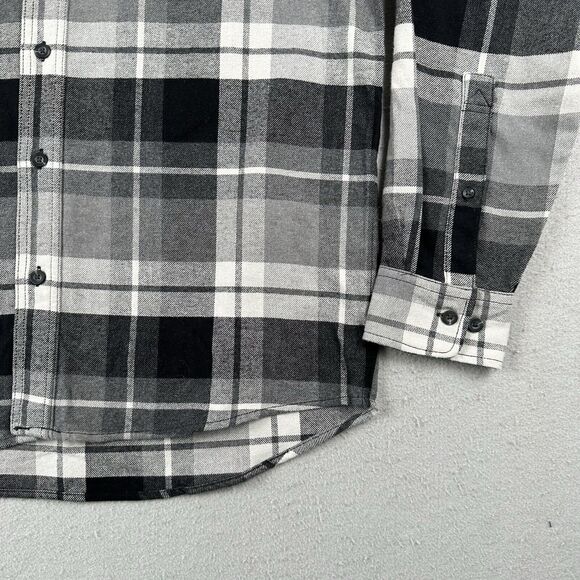 Woolrich Shirt Men’s Large Black Plaid Flannel Button Up Long Sleeve - Picture 4 of 16